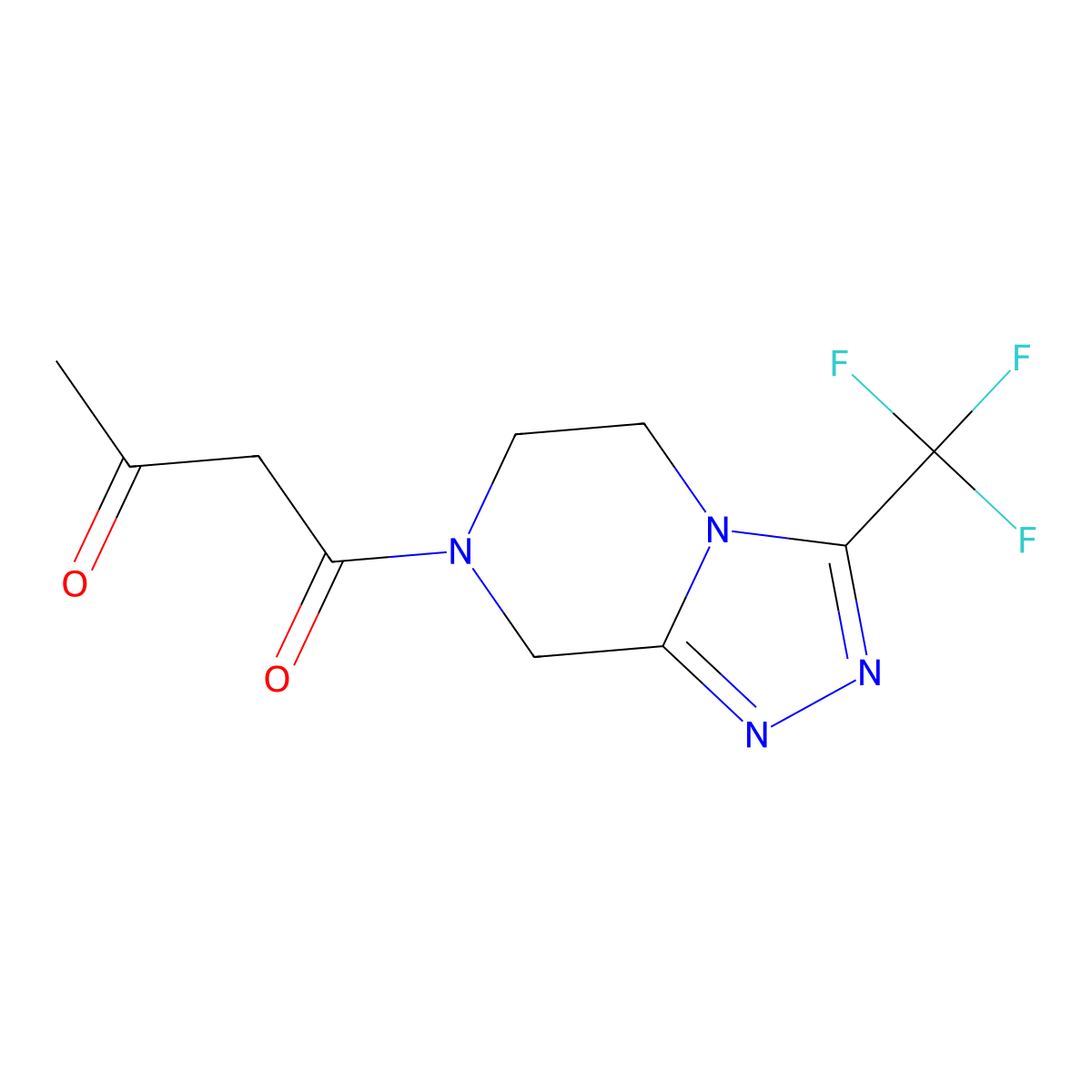 1-(3-(Trifluoromethyl)-5,6-dihydro-[1,2,4]triazolo[4,3-a]pyrazin-7(8H)-yl)butane-1,3-dione molecular structure, CAS 1244055-37-5