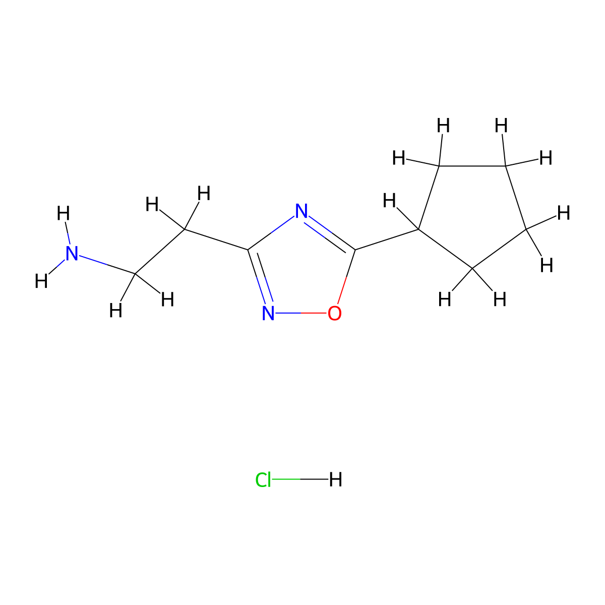 2-(5-Cyclopentyl-1,2,4-oxadiazol-3-yl)ethanamine hydrochloride molecular structure, CAS 1244058-78-3