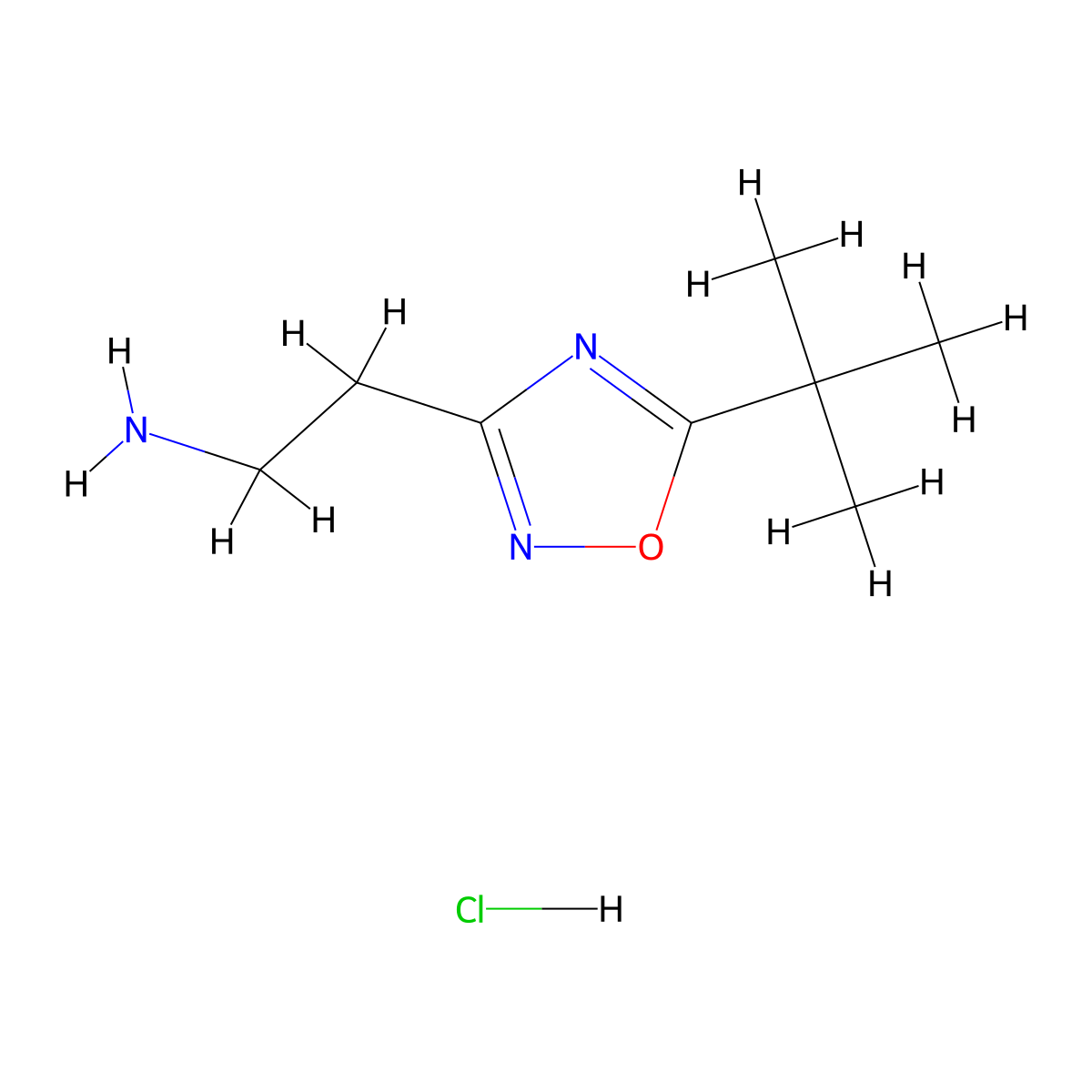 2-(5-Tert-butyl-1,2,4-oxadiazol-3-yl)ethan-1-amine hydrochloride molecular structure, CAS 1244059-96-8