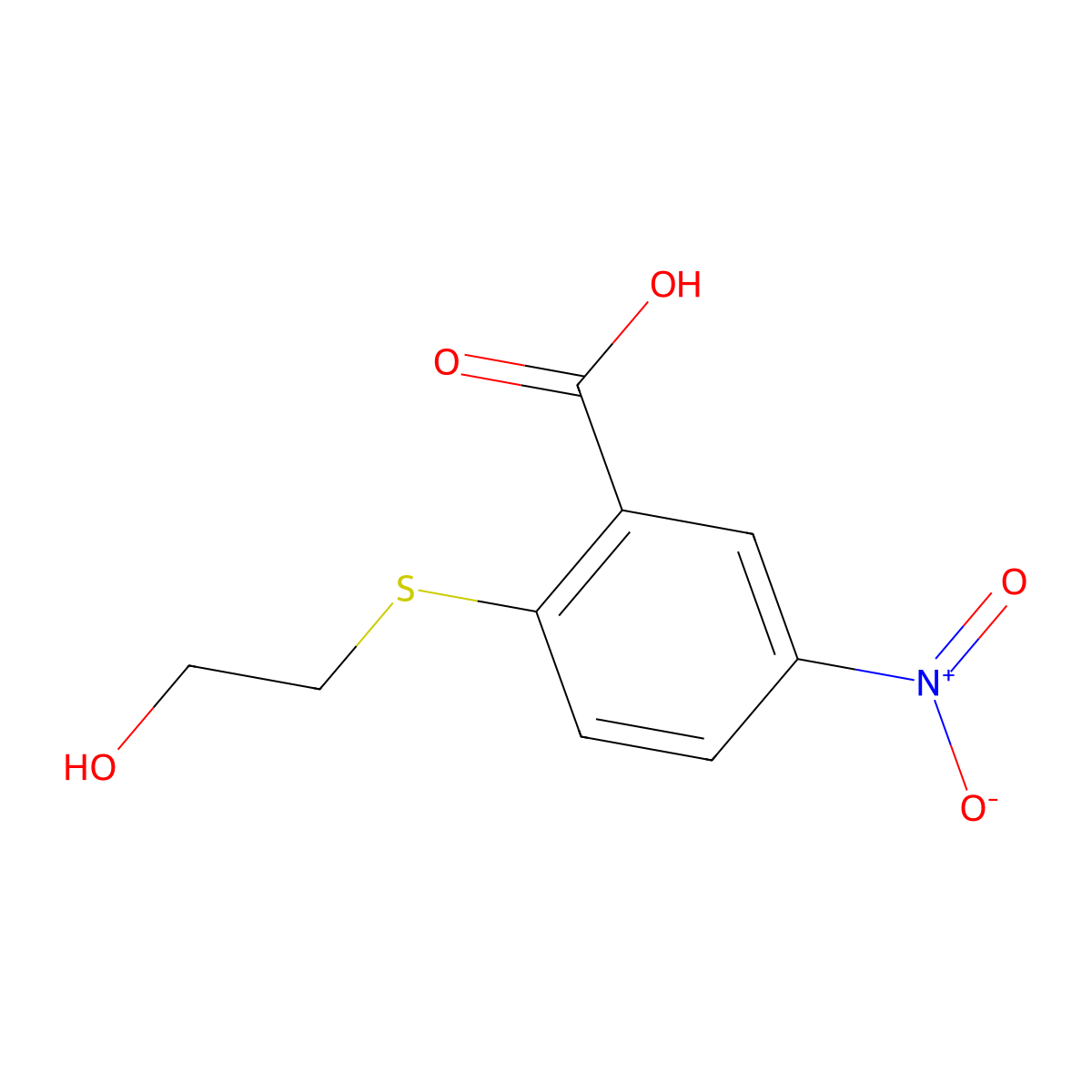 2-[(2-Hydroxyethyl)sulfanyl]-5-nitrobenzoic acid molecular structure, CAS 124416-04-2