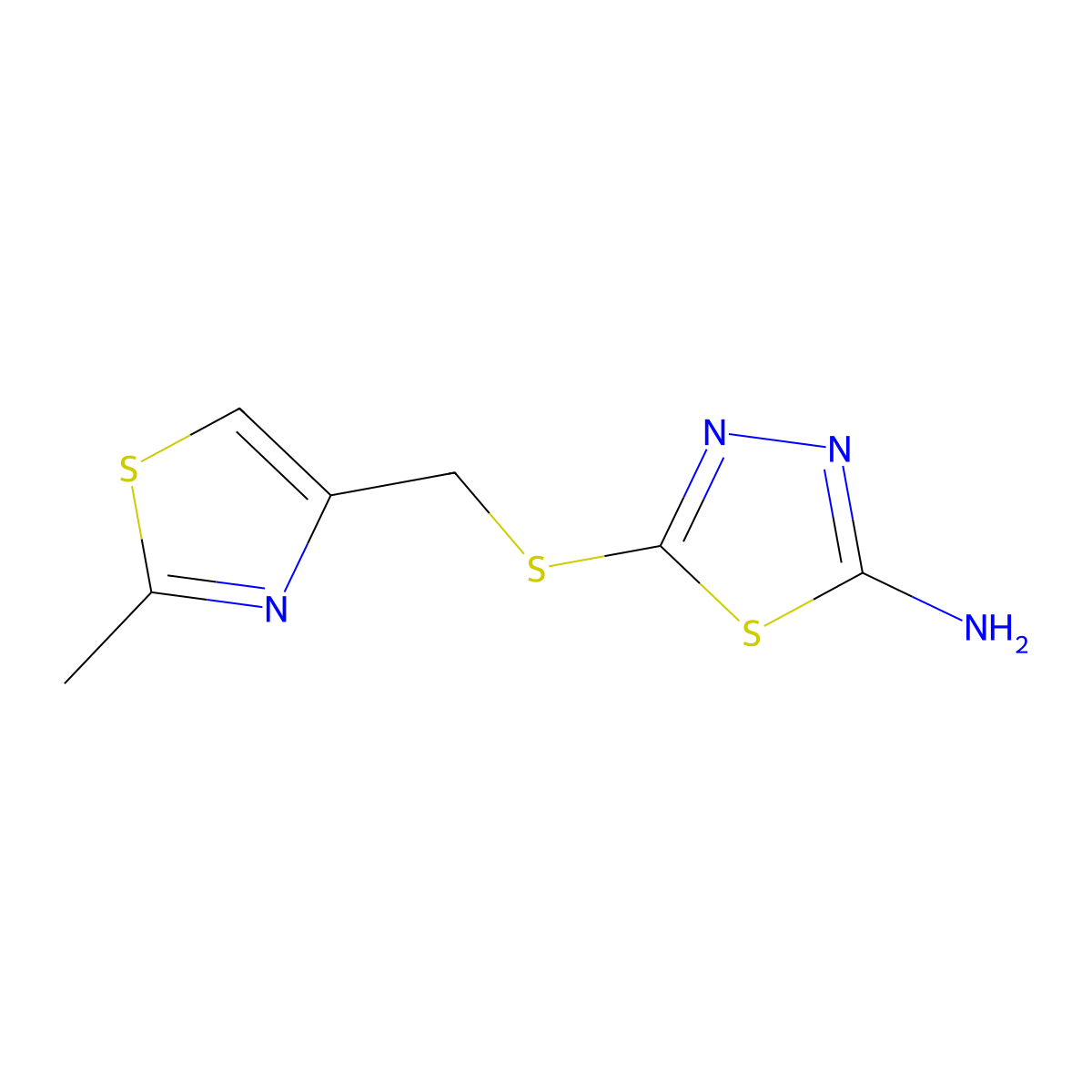 5-{[(2-Methyl-1,3-thiazol-4-YL)methyl]thio}-1,3,4-thiadiazol-2-amine molecular structure, CAS 124425-81-6