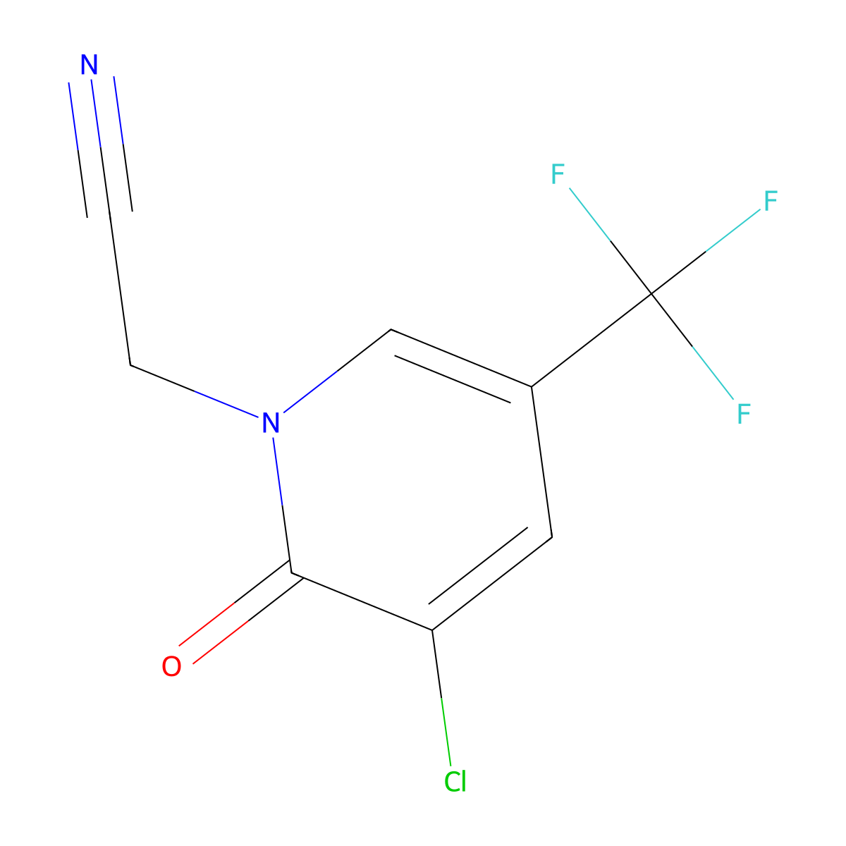2-(3-chloro-2-oxo-5-(trifluoromethyl)pyridin-1(2H)-yl)acetonitrile molecular structure, CAS 124432-25-3