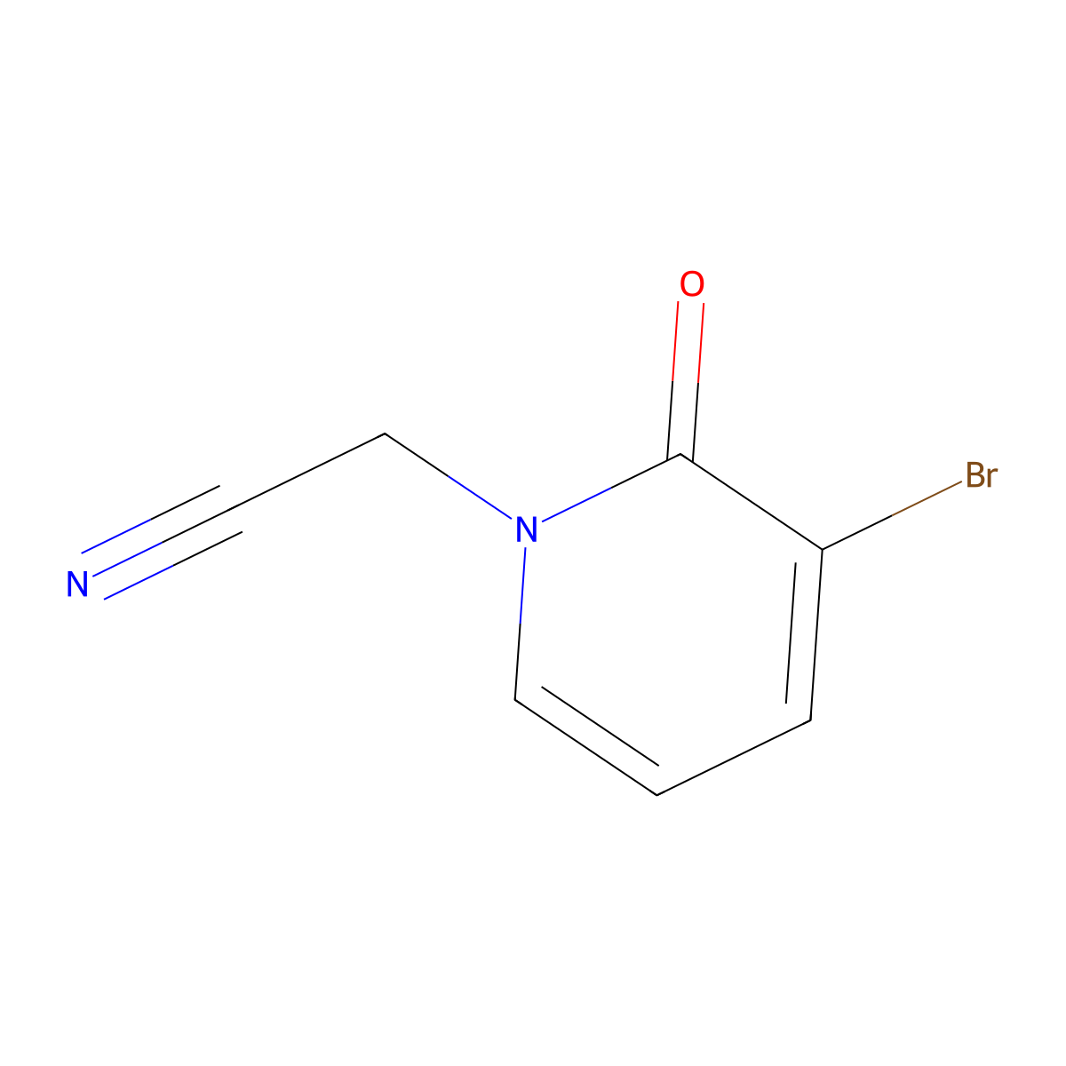2-(3-Bromo-2-oxo-1-pyridinyl)acetonitrile molecular structure, CAS 124432-46-8