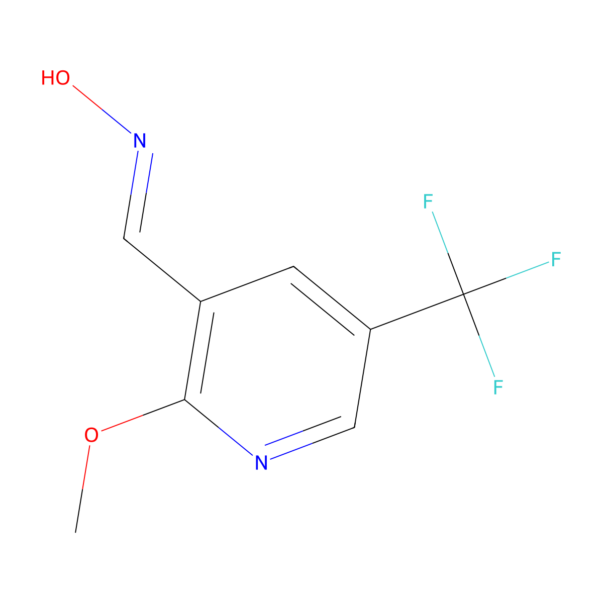 2-Methoxy-5-(trifluoromethyl)nicotinaldehyde oxime molecular structure, CAS 124432-67-3