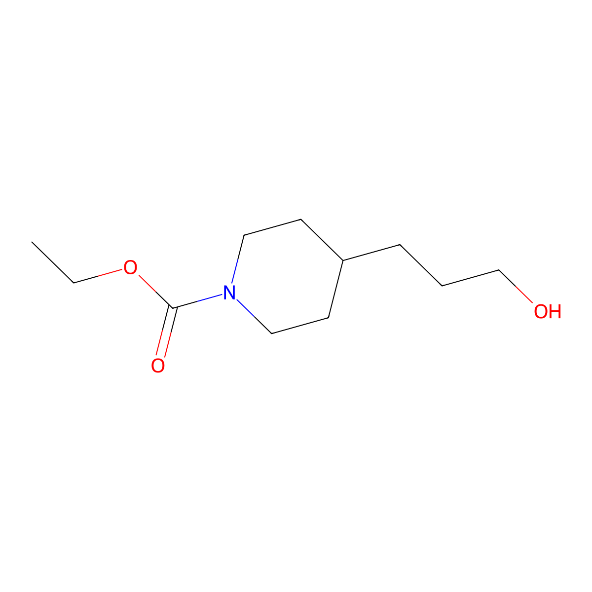 Ethyl 4-(3-hydroxypropyl)piperidine-1-carboxylate molecular structure, CAS 124438-33-1
