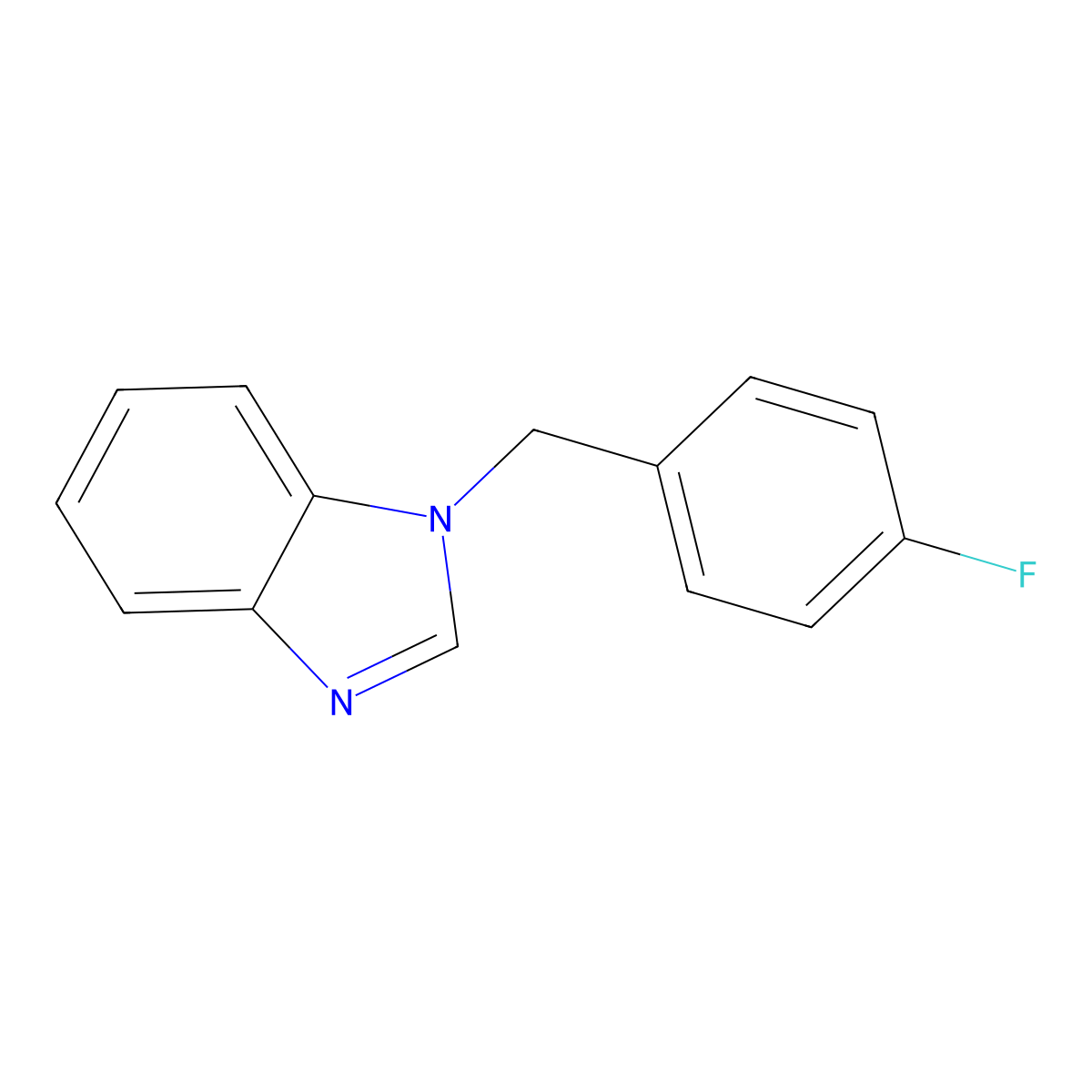 1-[(4-fluorophenyl)methyl]-1H-1,3-benzodiazole molecular structure, CAS 124443-67-0