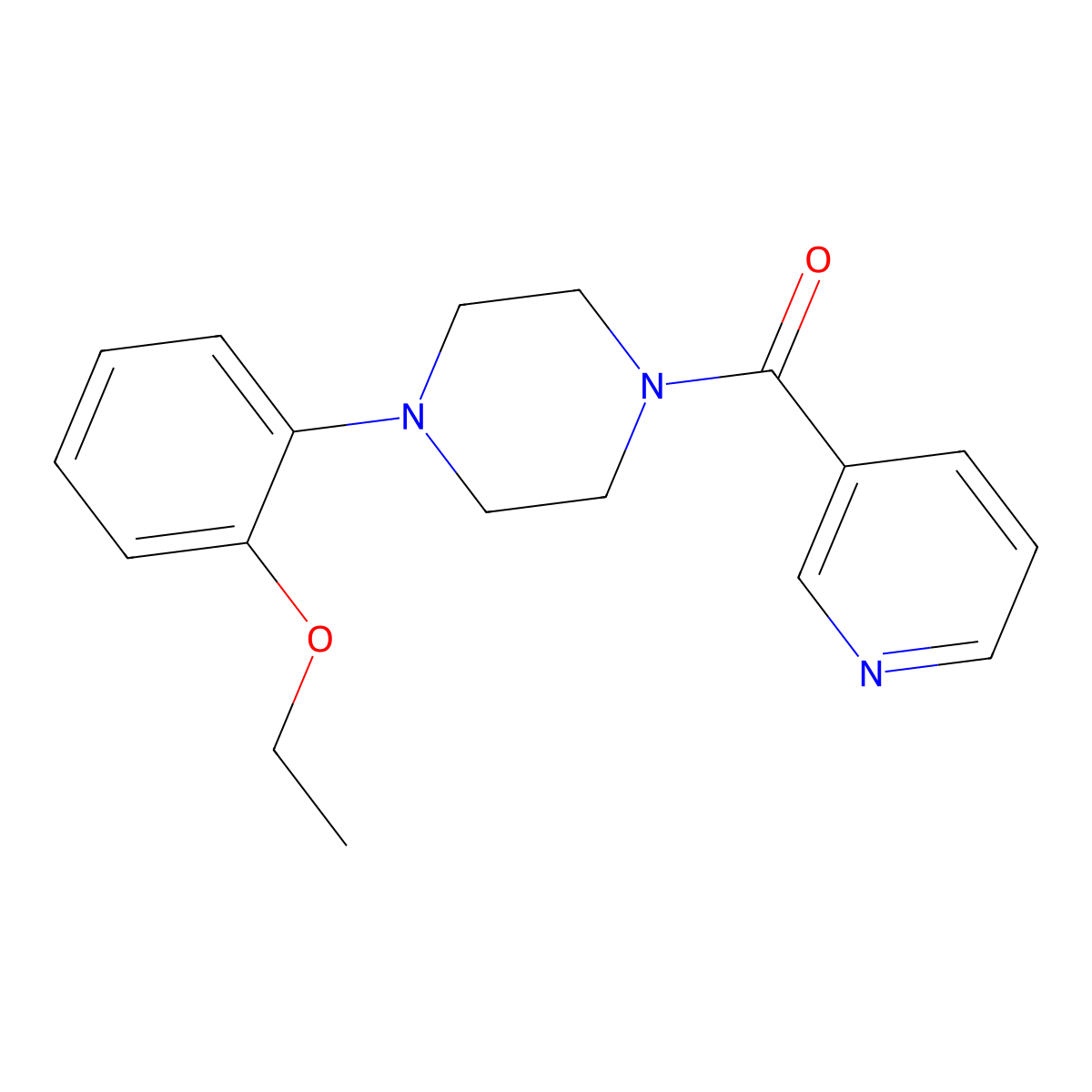 Piperazine, 1-(2-ethoxyphenyl)-4-(3-pyridinylcarbonyl)- molecular structure, CAS 124444-76-4