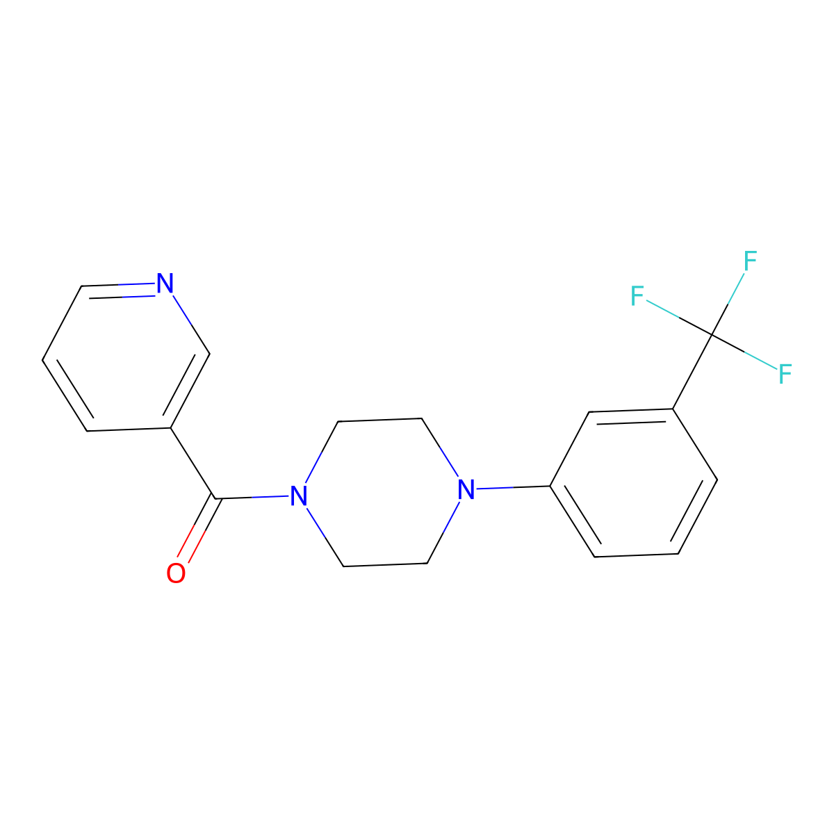 Piperazine, 1-(3-pyridinylcarbonyl)-4-(3-(trifluoromethyl)phenyl)- molecular structure, CAS 124444-77-5