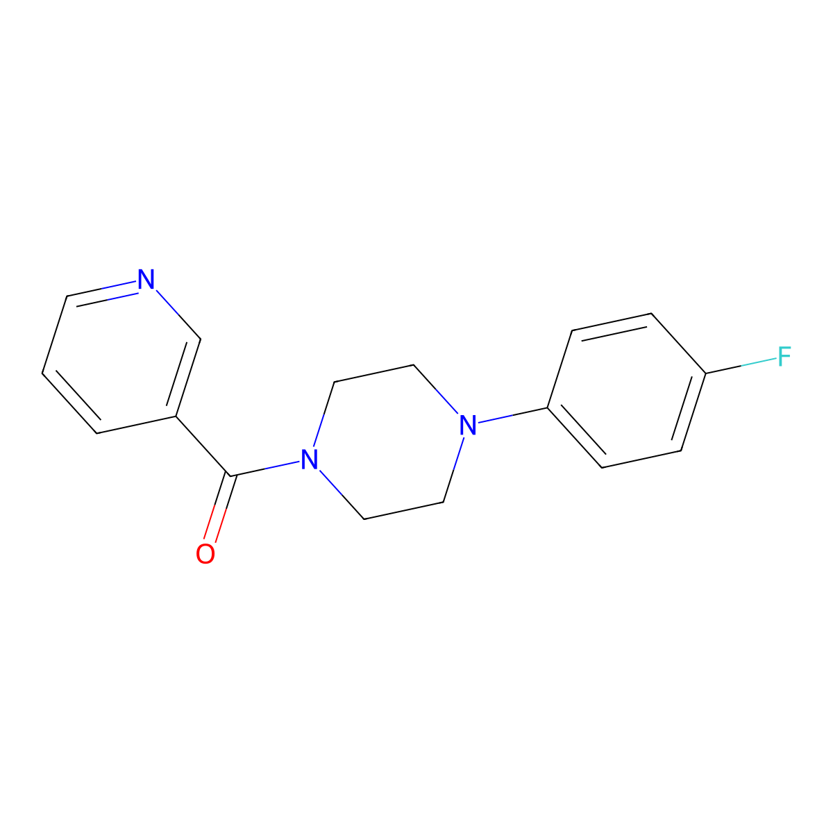 Piperazine, 1-(4-fluorophenyl)-4-(3-pyridinylcarbonyl)- molecular structure, CAS 124444-81-1
