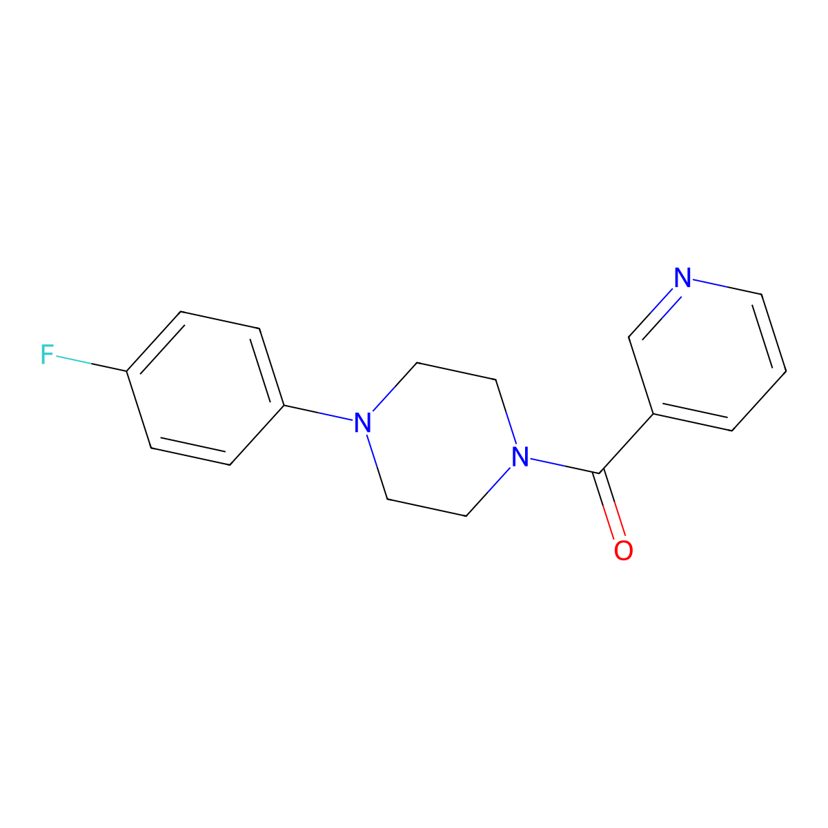 Piperazine, 1-(4-fluorophenyl)-4-(3-pyridinylcarbonyl)- molecular structure, CAS 124444-81-1