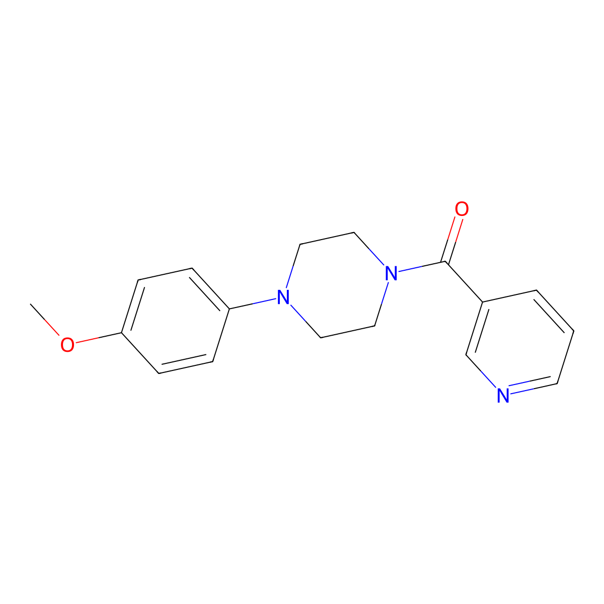 Piperazine, 1-(4-methoxyphenyl)-4-(3-pyridinylcarbonyl)- molecular structure, CAS 124444-87-7