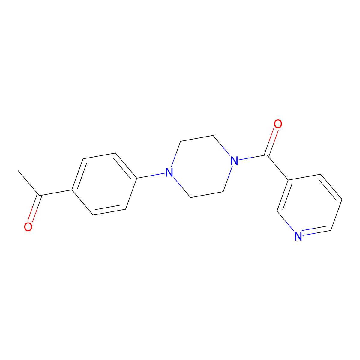 Piperazine, 1-(4-acetylphenyl)-4-(3-pyridinylcarbonyl)- molecular structure, CAS 124444-91-3