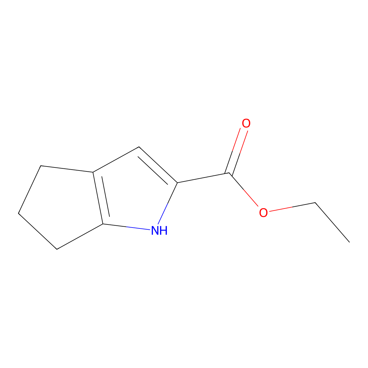 Ethyl 1,4,5,6-tetrahydrocyclopenta[b]pyrrole-2-carboxylate molecular structure, CAS 124455-77-2