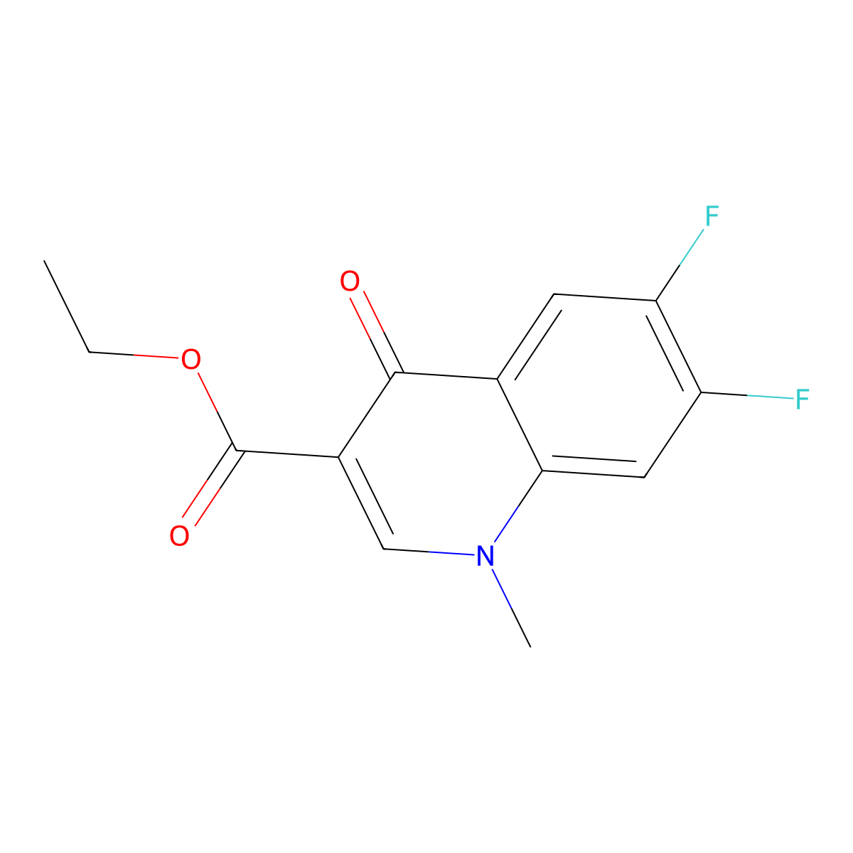 Ethyl 6,7-difluoro-1-methyl-4-oxo-1,4-dihydroquinoline-3-carboxylate molecular structure, CAS 124458-07-7