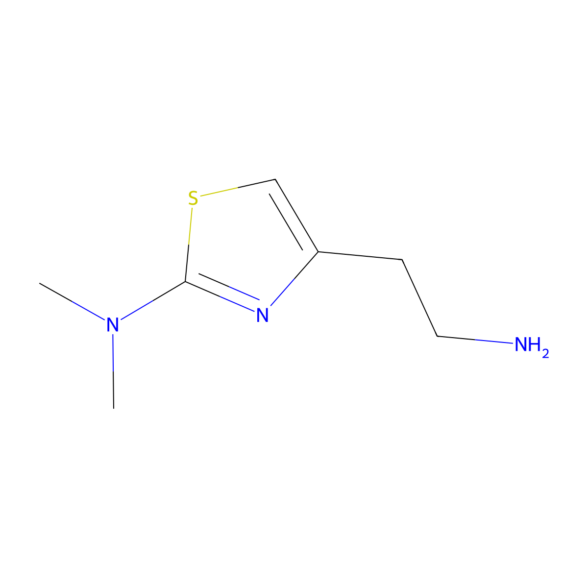 4-(2-aminoethyl)-N,N-dimethyl-1,3-thiazol-2-amine molecular structure, CAS 124458-20-4