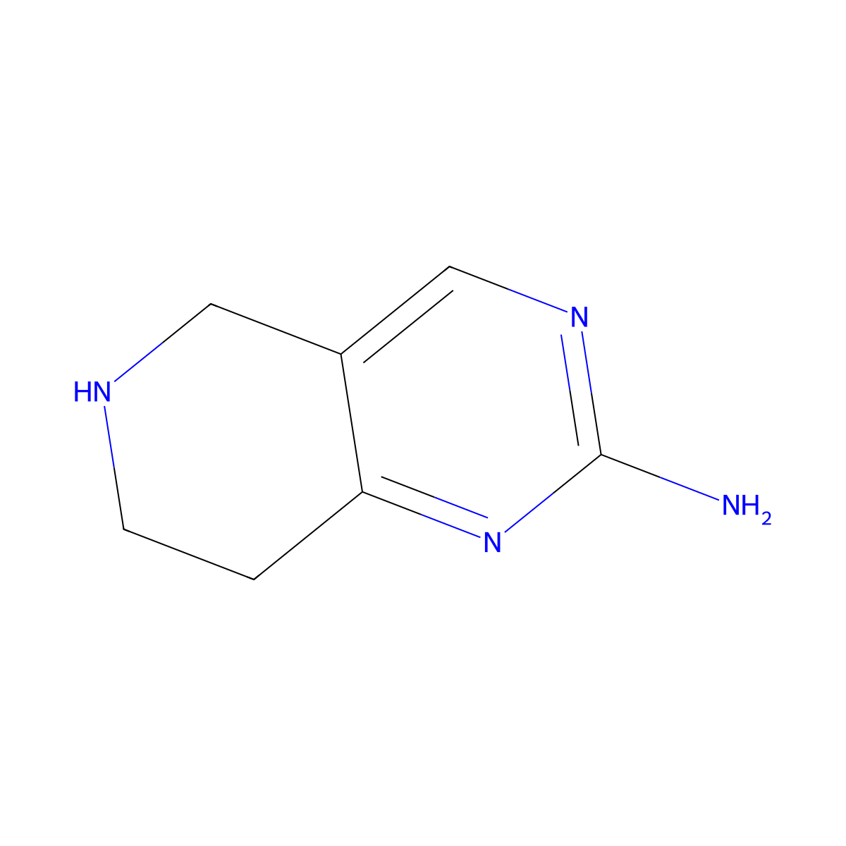 5,6,7,8-Tetrahydropyrido[4,3-d]pyrimidin-2-amine molecular structure, CAS 124458-31-7