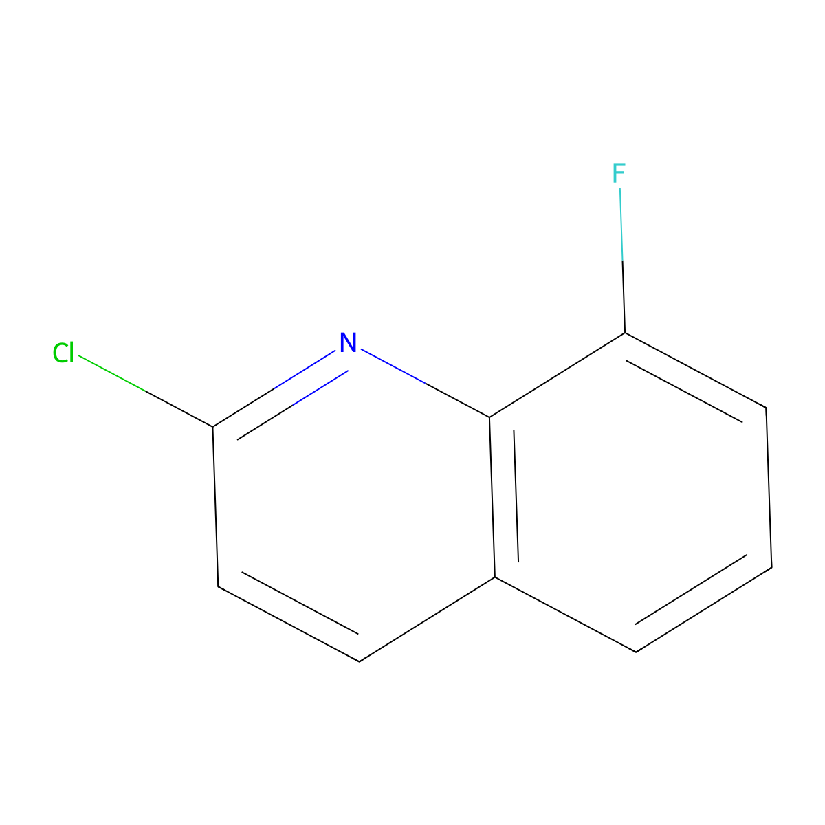 2-Chloro-8-fluoroquinoline molecular structure, CAS 124467-23-8