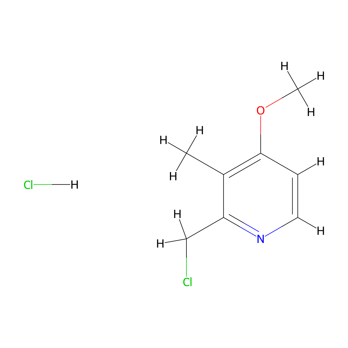 2-(Chloromethyl)-4-methoxy-3-methylpyridine--hydrogen chloride (1/1) molecular structure, CAS 124473-12-7