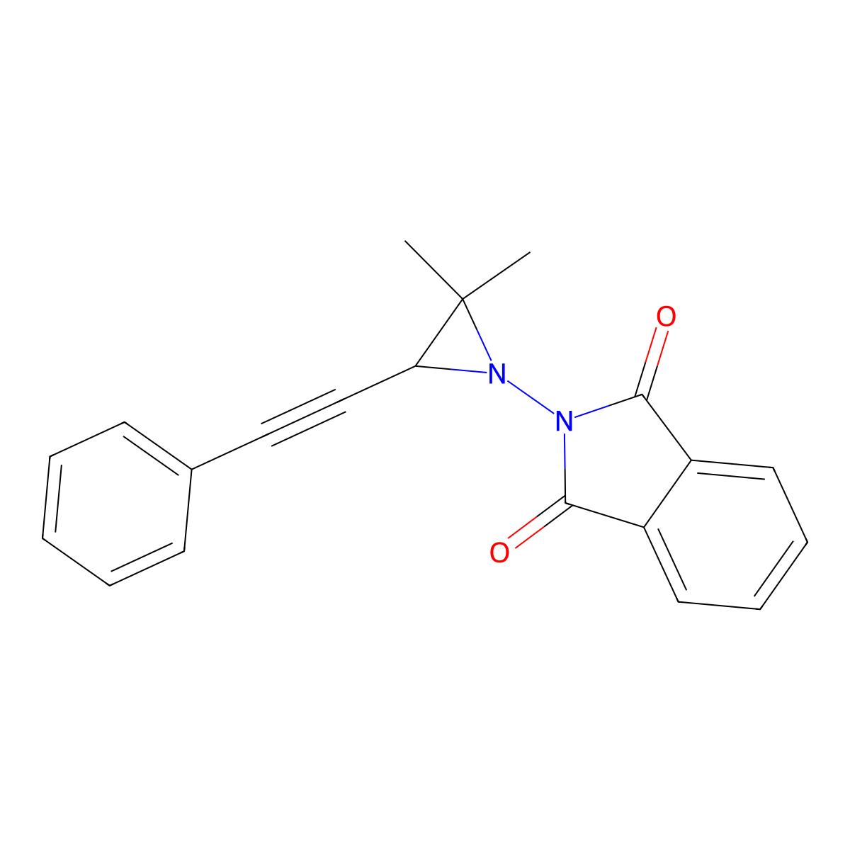 2-[2,2-dimethyl-3-(2-phenylethynyl)-1-aziranyl]-1H-isoindole-1,3(2H)-dione molecular structure, CAS 124475-76-9