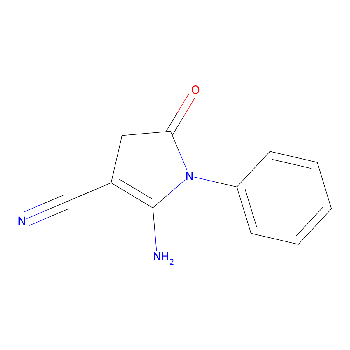 2-Amino-5-oxo-1-phenyl-4,5-dihydro-1H-pyrrole-3-carbonitrile molecular structure, CAS 124476-77-3