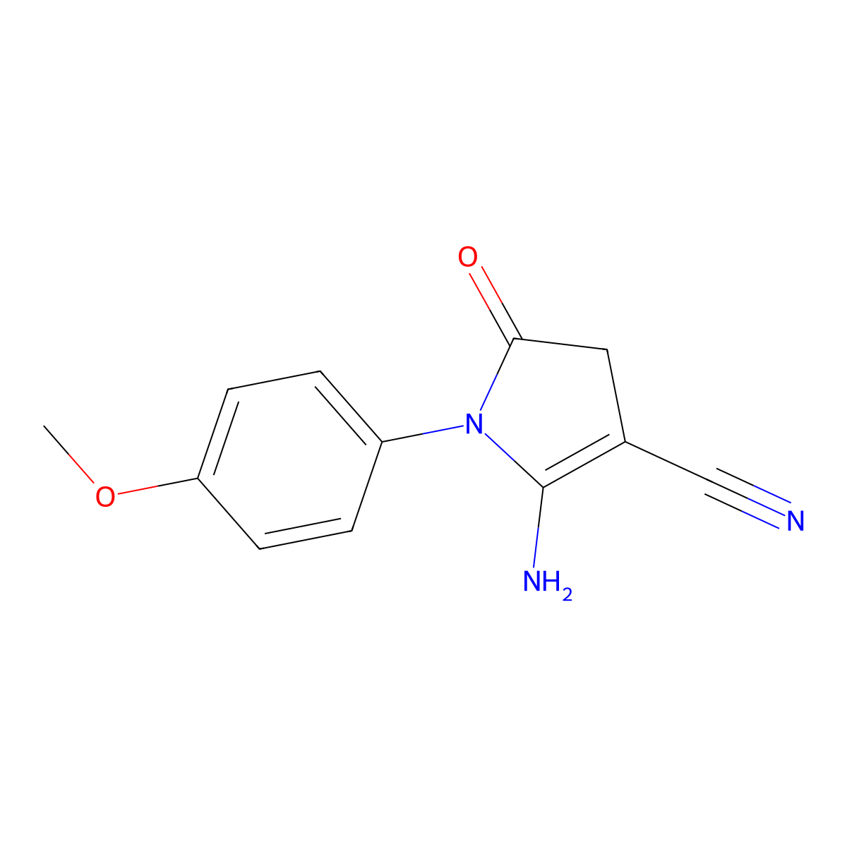 2-Amino-1-(4-methoxyphenyl)-5-oxo-4,5-dihydro-1H-pyrrole-3-carbonitrile molecular structure, CAS 124476-79-5