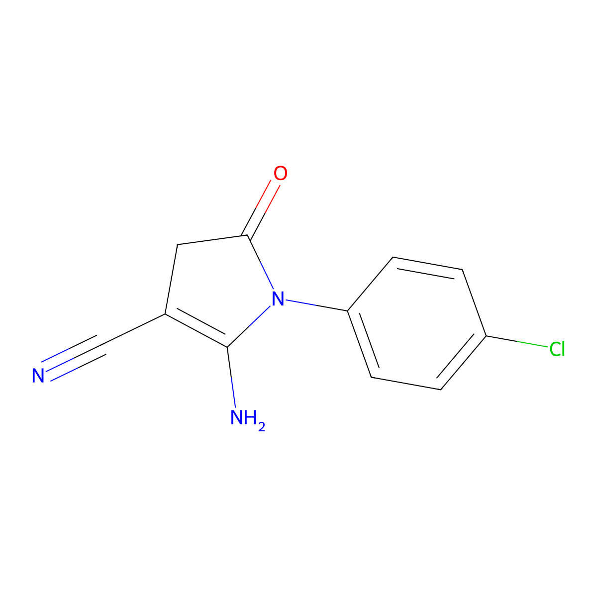 2-Amino-1-(4-chlorophenyl)-5-oxo-4,5-dihydro-1H-pyrrole-3-carbonitrile molecular structure, CAS 124476-80-8