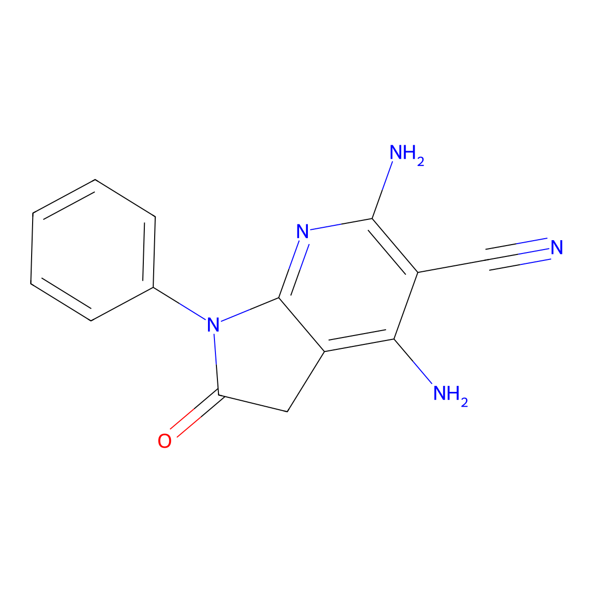 4,6-Diamino-2-oxo-1-phenyl-2,3-dihydro-1H-pyrrolo[2,3-b]pyridine-5-carbonitrile molecular structure, CAS 124476-81-9