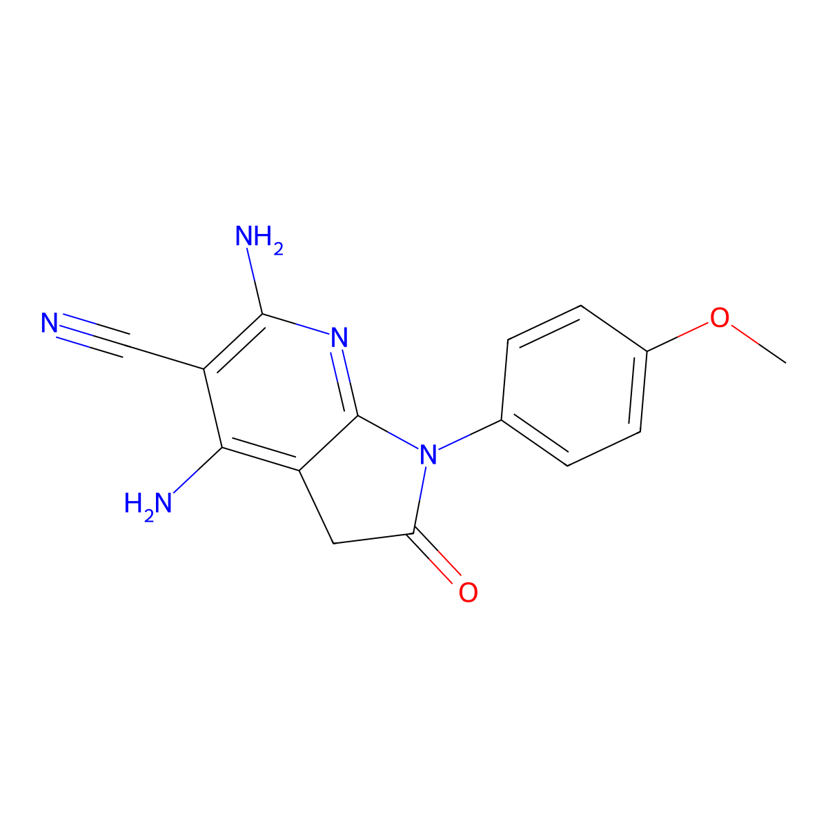 4,6-Diamino-1-(4-methoxy-phenyl)-2-oxo-2,3-dihydro-1H-pyrrolo[2,3-b]pyridine-5-carbonitrile molecular structure, CAS 124476-83-1