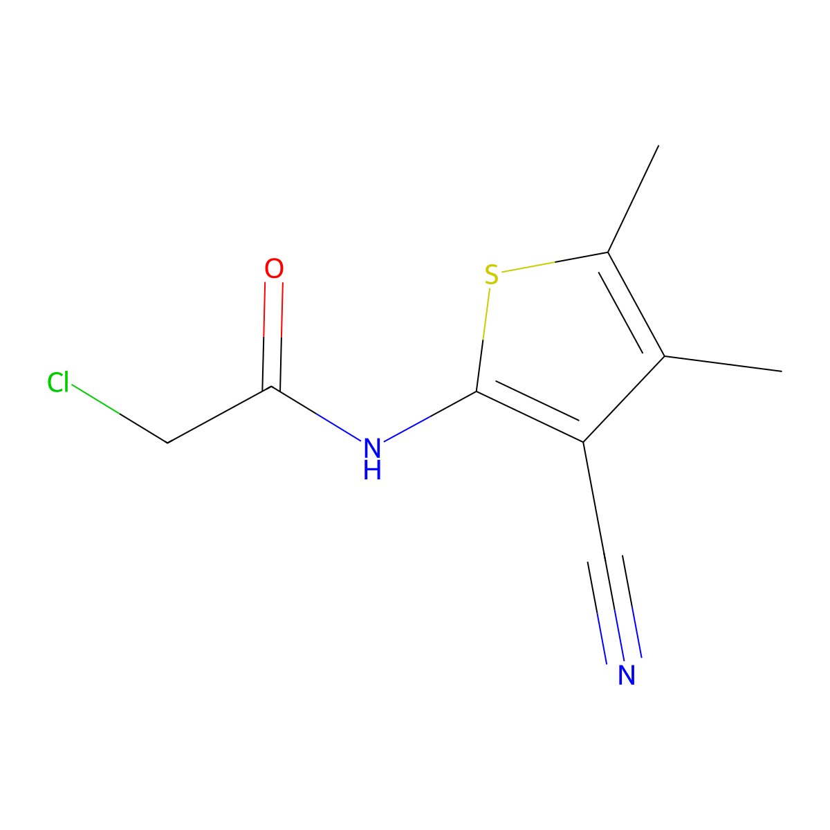 2-Chloro-N-(3-cyano-4,5-dimethylthiophen-2-yl)acetamide molecular structure, CAS 124476-88-6