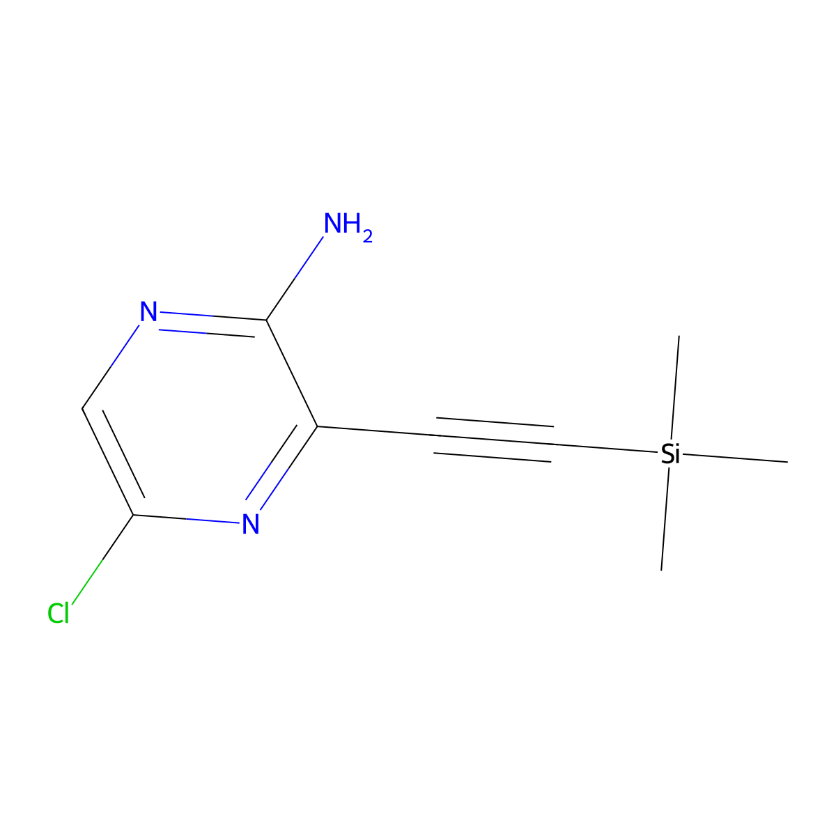 5-Chloro-3-((trimethylsilyl)-ethynyl)pyrazin-2-amine molecular structure, CAS 1244776-64-4