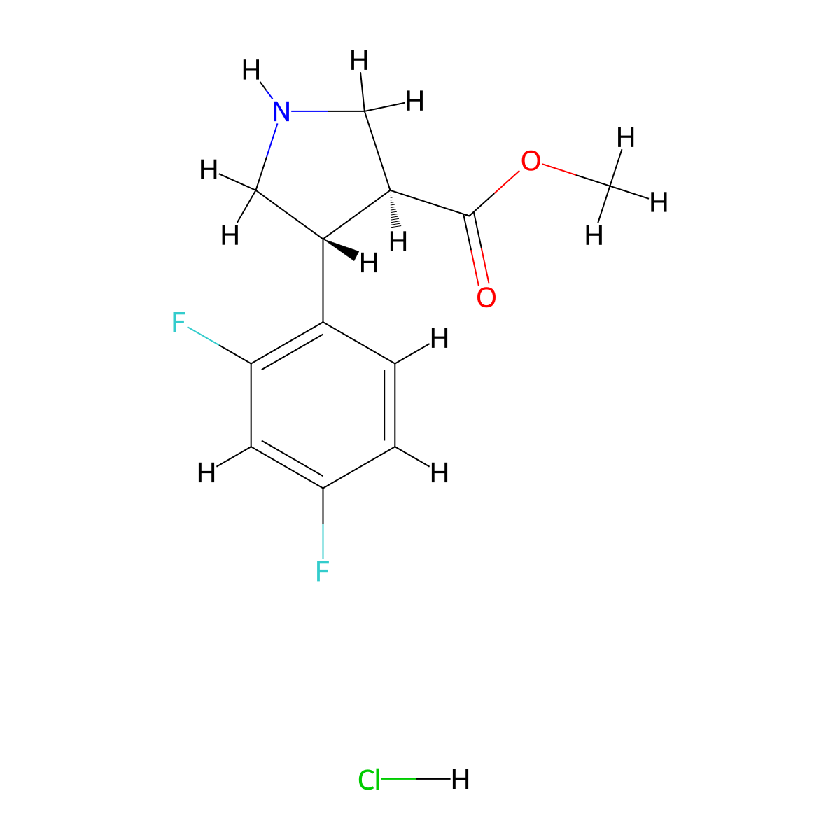 Methyl (3S,4R)-4-(2,4-difluorophenyl)pyrrolidine-3-carboxylate hydrochloride molecular structure, CAS 1244781-14-3