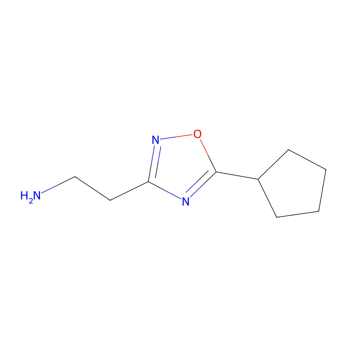 2-(5-Cyclopentyl-1,2,4-oxadiazol-3-yl)ethanamine molecular structure, CAS 1244803-69-7