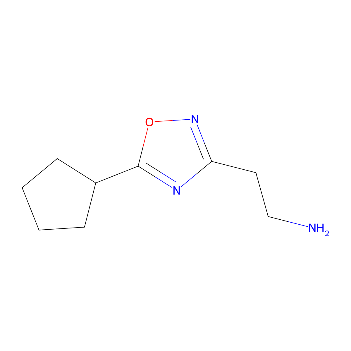 2-(5-Cyclopentyl-1,2,4-oxadiazol-3-yl)ethanamine molecular structure, CAS 1244803-69-7