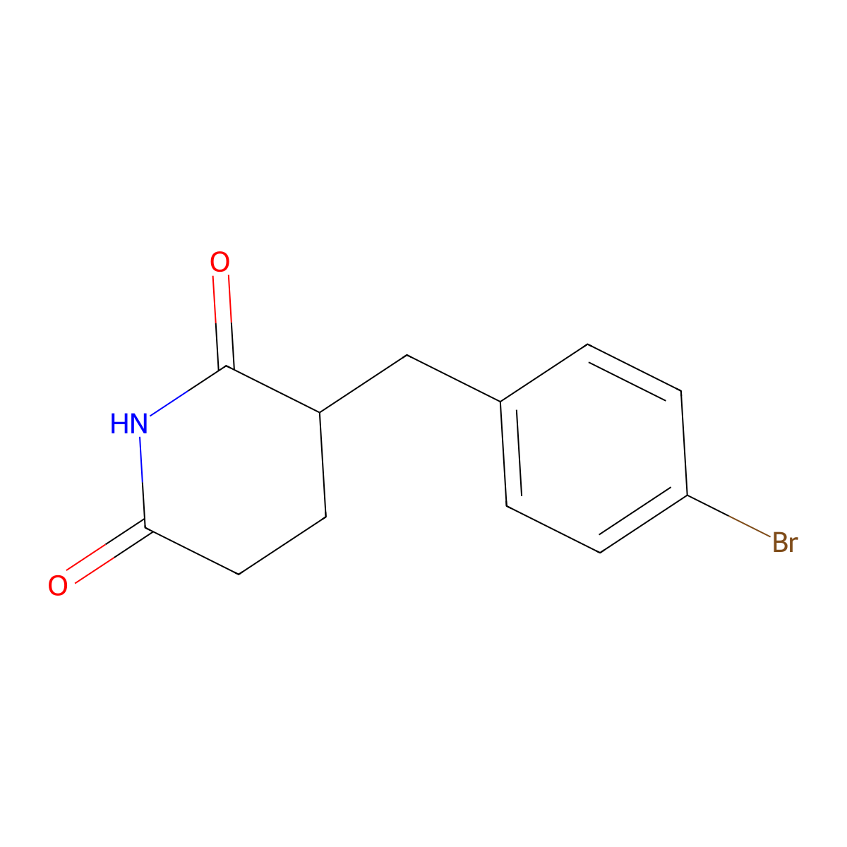 3-[(4-Bromophenyl)methyl]piperidine-2,6-dione molecular structure, CAS 124482-60-6