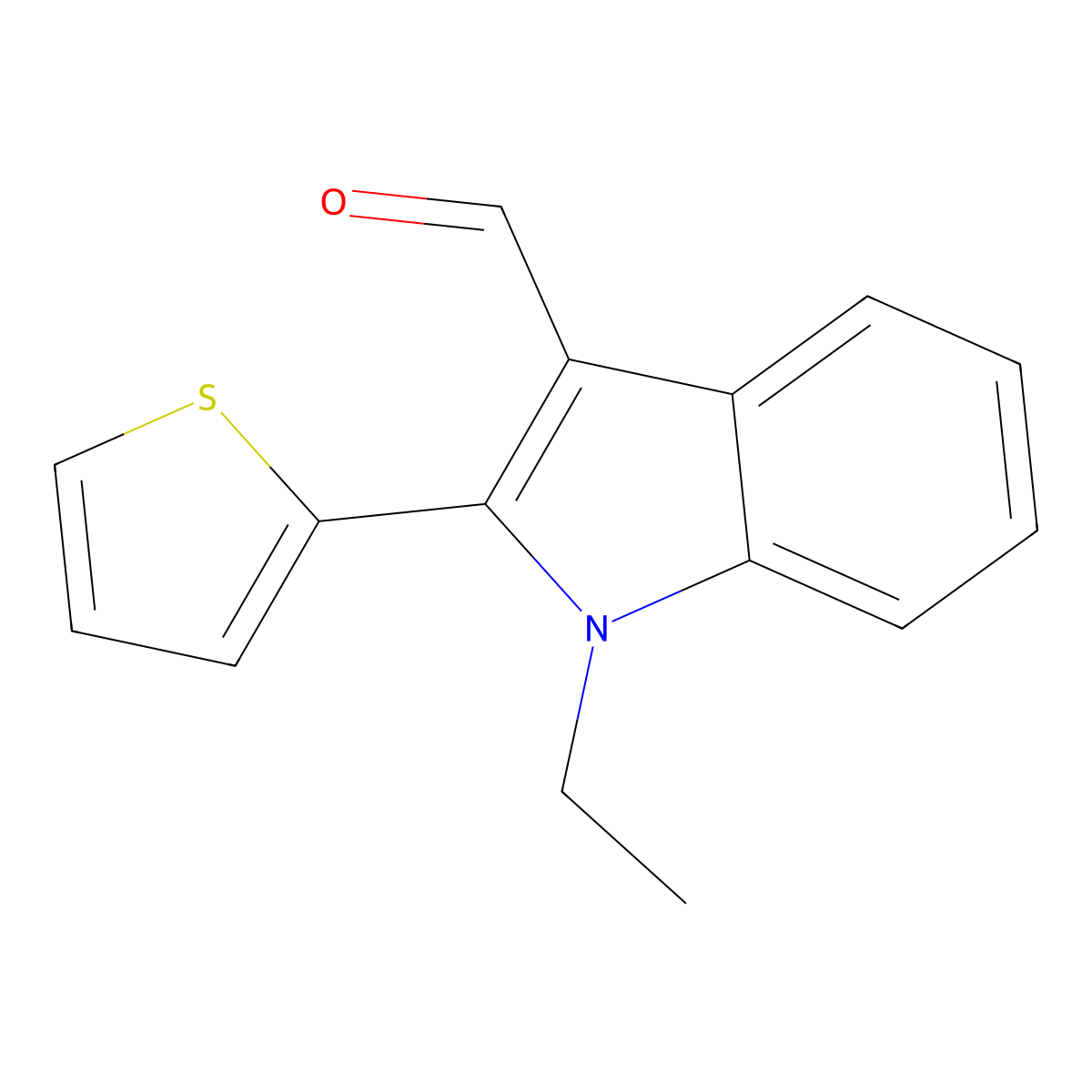 1-Ethyl-2-(thiophen-2-yl)-1H-indole-3-carbaldehyde molecular structure, CAS 1244855-38-6