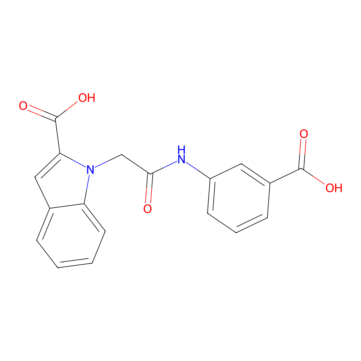 1-{2-[(3-Carboxyphenyl)amino]-2-oxoethyl}-1H-indole-2-carboxylic acid molecular structure, CAS 1244855-44-4