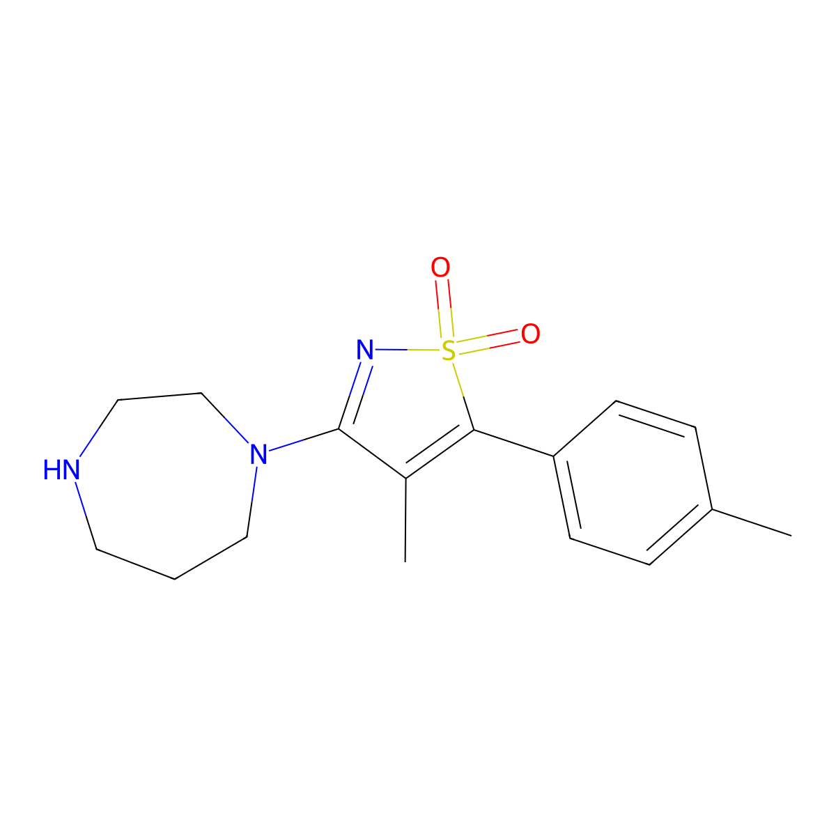 1H-1,4-diazepine, hexahydro-1-[4-methyl-5-(4-methylphenyl)-1,1-dioxido-3-isothiazolyl]-, hydrochloride molecular structure, CAS 1244855-46-6