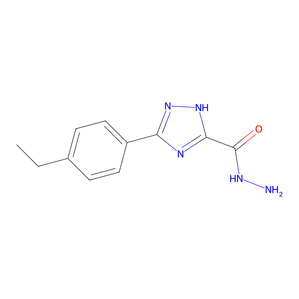 3-(4-ethylphenyl)-1H-1,2,4-triazole-5-carbohydrazide molecular structure, CAS 1244855-47-7