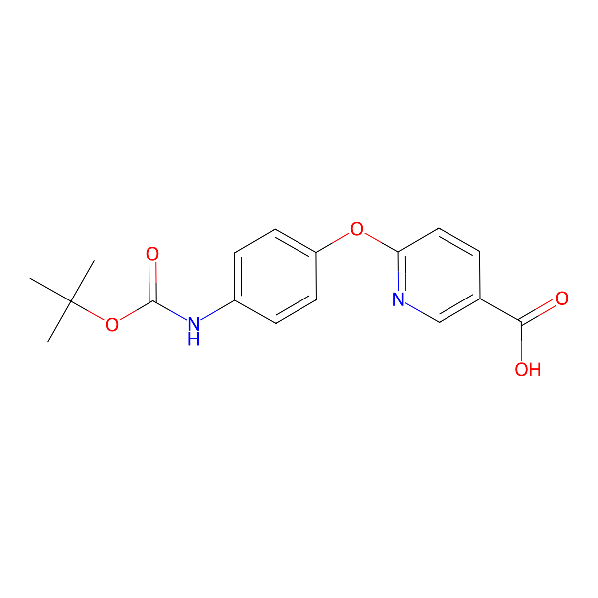 6-{4-[(tert-Butoxycarbonyl)amino]phenoxy}nicotinic acid molecular structure, CAS 1244855-48-8