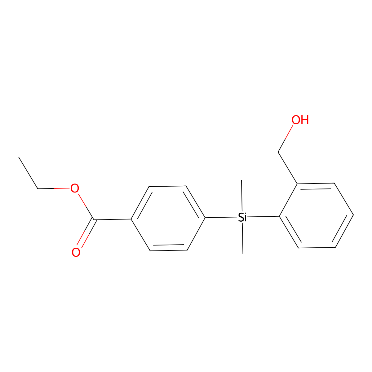 Ethyl 4-((2-(hydroxymethyl)phenyl)dimethylsilyl)benzoate molecular structure, CAS 1244855-68-2