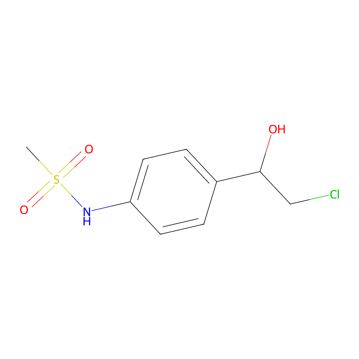 N-[4-(2-chloro-1-hydroxyethyl)phenyl]methanesulfonamide molecular structure, CAS 124486-72-2