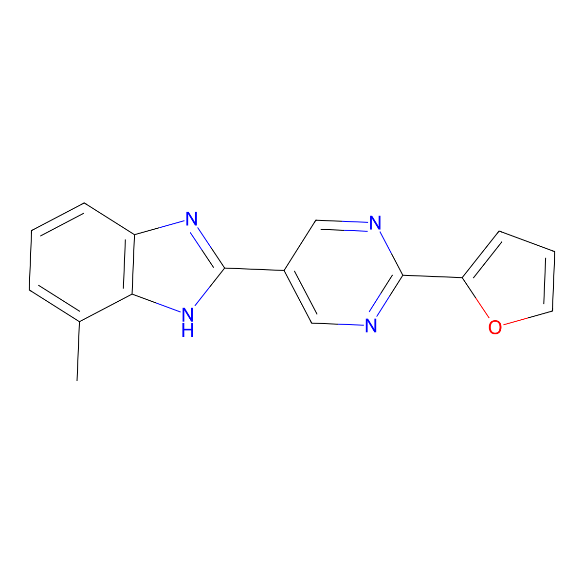 2-[2-(2-furyl)pyrimidin-5-yl]-7-methyl-1H-benzimidazole molecular structure, CAS 1244902-84-8