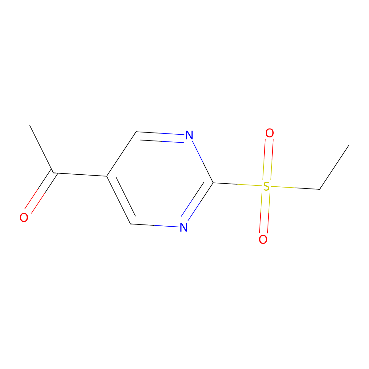 1-(2-(Ethylsulfonyl)pyrimidin-5-yl)ethanone molecular structure, CAS 124491-43-6