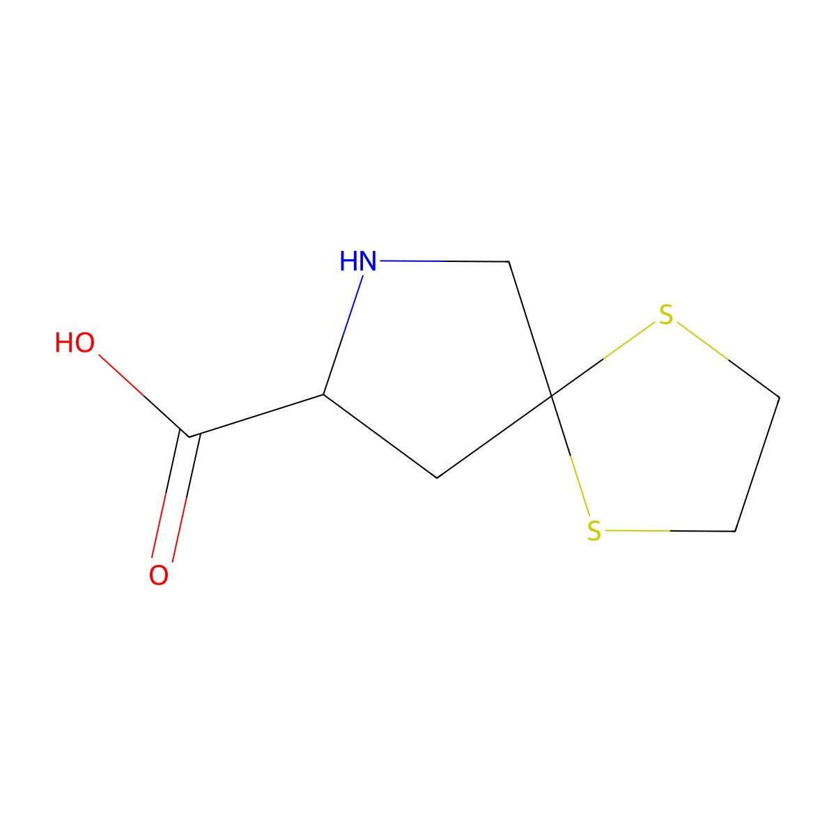 1,4-Dithia-7-azaspiro[4.4]nonane-8-carboxylic acid molecular structure, CAS 124492-04-2