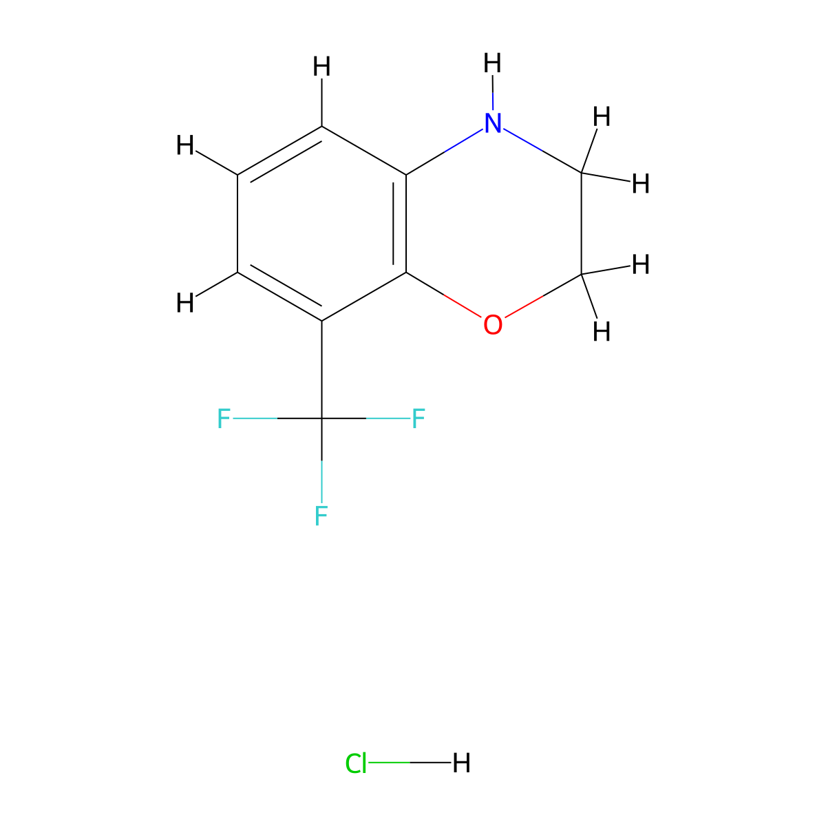 8-(trifluoromethyl)-3,4-dihydro-2H-1,4-benzoxazine hydrochloride molecular structure, CAS 1244948-77-3