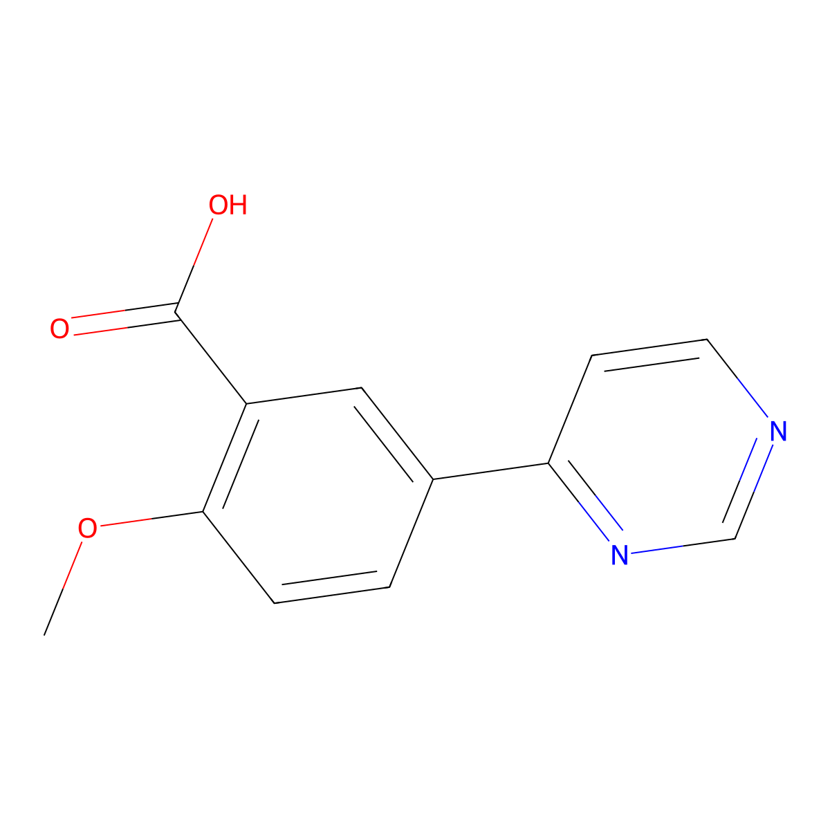 2-Methoxy-5-(pyrimidin-4-yl)benzoic acid molecular structure, CAS 1244949-12-9