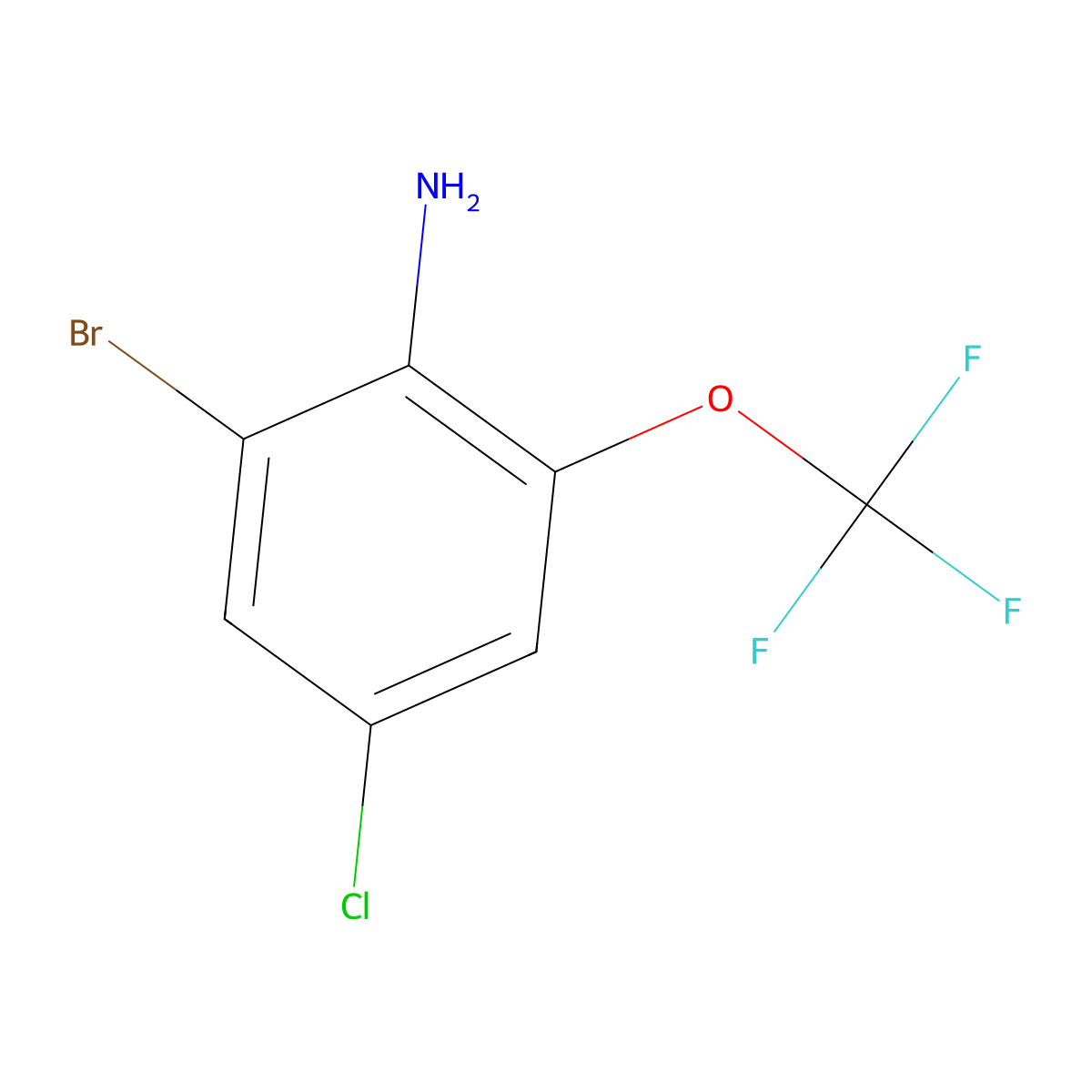 2-Bromo-4-chloro-6-(trifluoromethoxy)aniline molecular structure, CAS 1244949-24-3