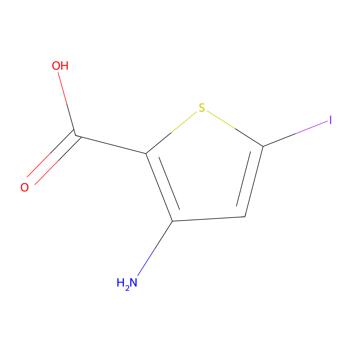 3-Amino-5-iodothiophene-2-carboxylic acid molecular structure, CAS 1244949-27-6