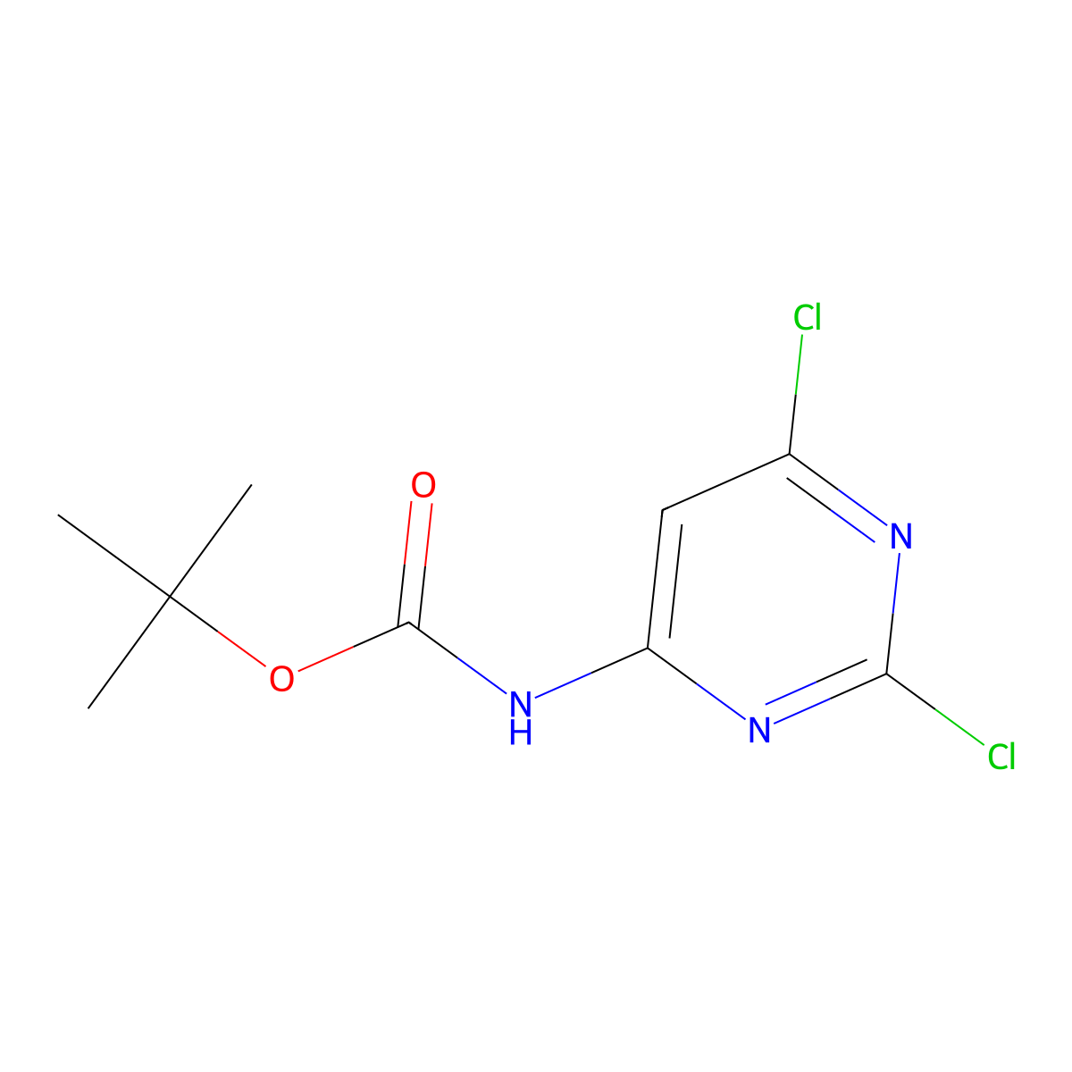 tert-Butyl (2,6-dichloropyrimidin-4-yl)carbamate molecular structure, CAS 1244949-72-1