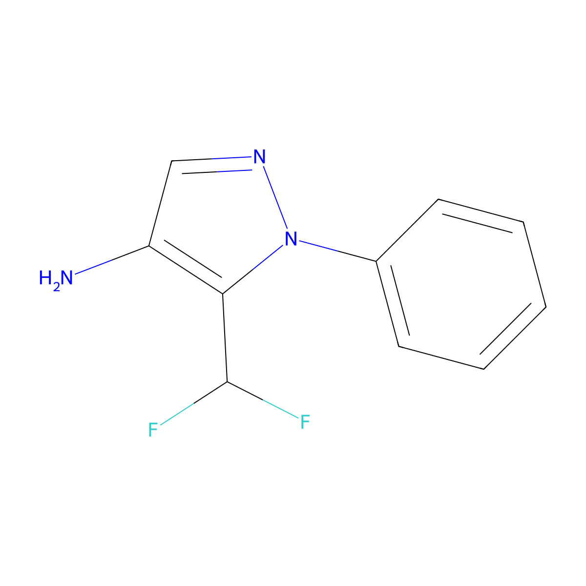 5-(difluoromethyl)-1-phenyl-1H-pyrazol-4-amine molecular structure, CAS 1244963-53-8
